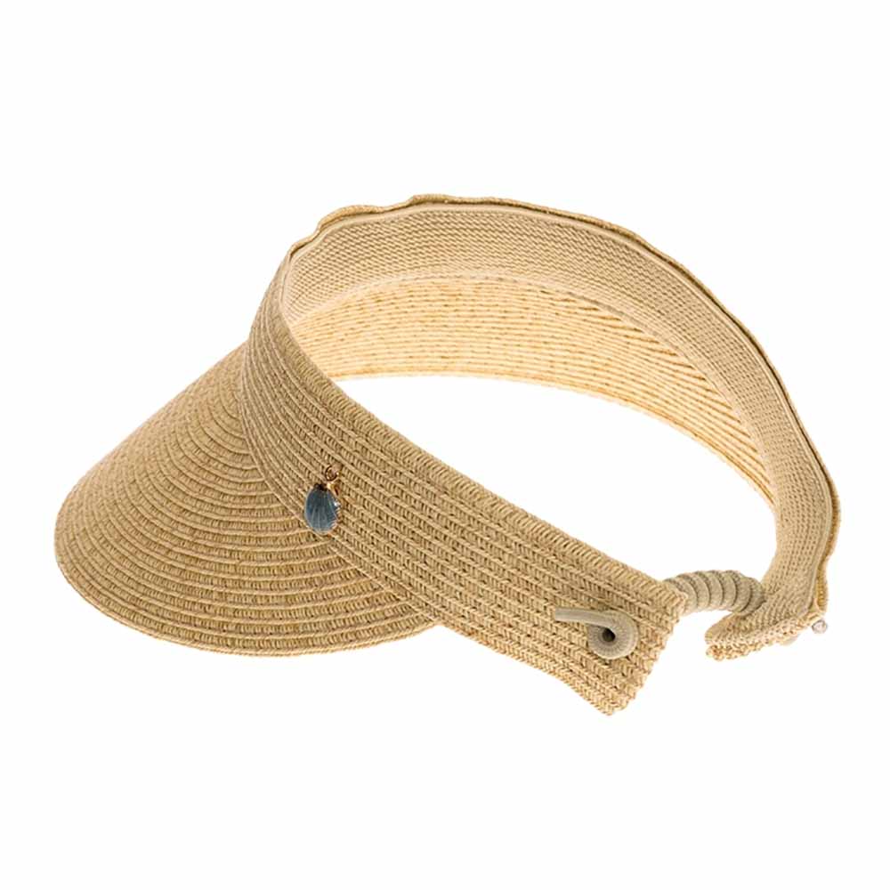 Straw Sun Visor with Coil Lace - Boardwalk Style Visor Cap Boardwalk Style Hats    