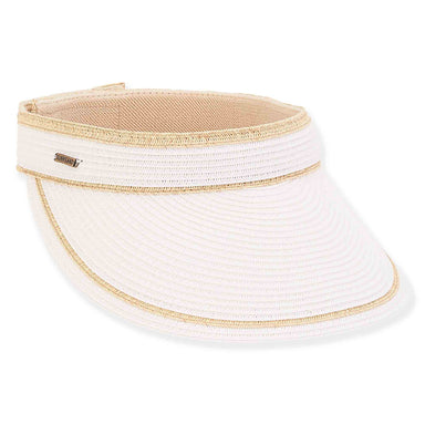 Straw Sun Visor with Contrast Trim - Sun 'N' Sand Hats Visor Cap Sun N Sand Hats HH2742A White