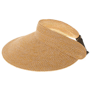 Straw Sun Visor with Slide Adjuster, Fits Small to Large Sizes - Boardwalk Style Visor Cap Boardwalk Style Hats DA1989-TAN Tan  