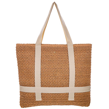 Straw Tote Bag with Hat Carrying Strap - Cappelli Straworld Bags Cappelli Straworld BAG1286-TEA Tea  