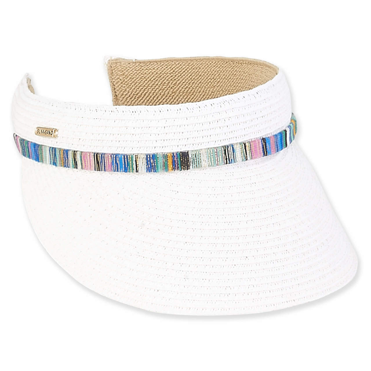 Straw Clip On Sun Visor with Colorful Shimmery Band - Sun 'N' Sand Hats