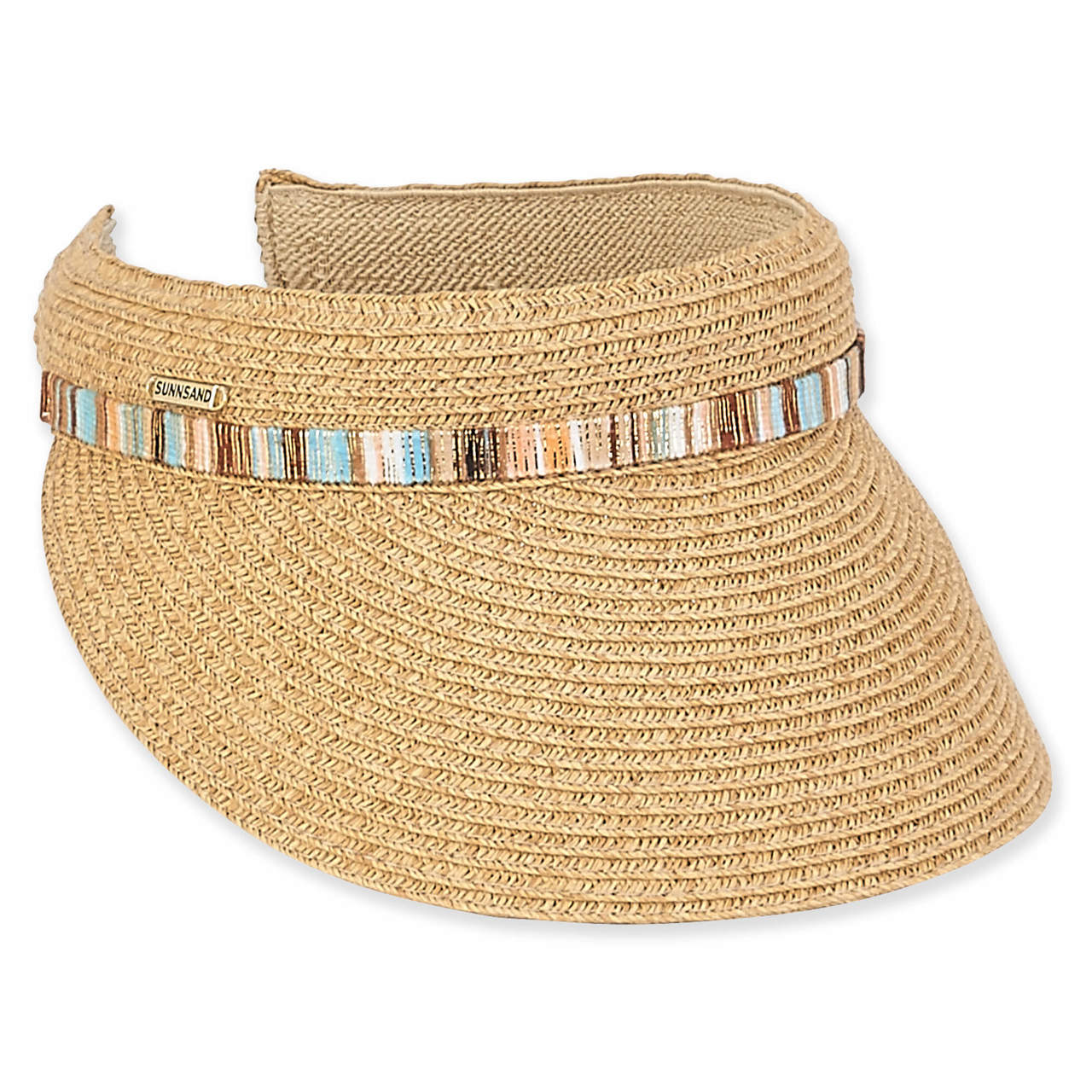 Straw Clip On Sun Visor with Colorful Shimmery Band - Sun 'N' Sand Hats