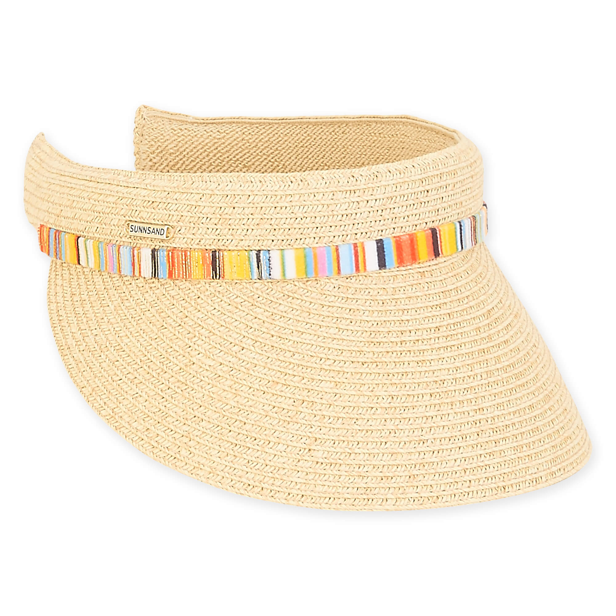 Straw Clip On Sun Visor with Colorful Shimmery Band - Sun 'N' Sand Hats
