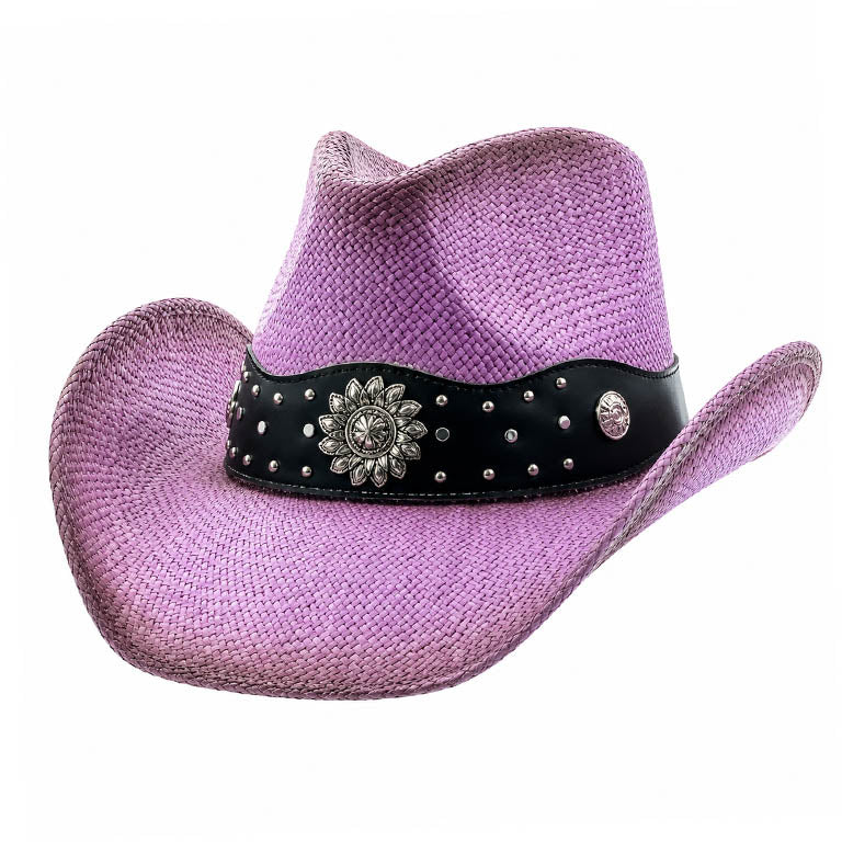 Straw Cowboy Hat with Rhinestone Sunflower Concho - Milani Hats