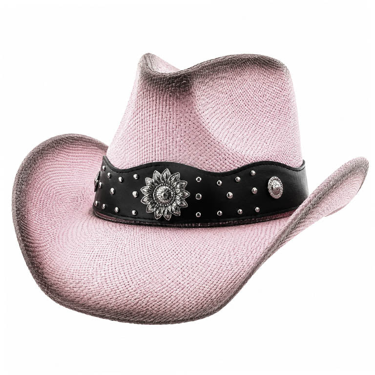 Straw Cowboy Hat with Rhinestone Sunflower Concho - Milani Hats