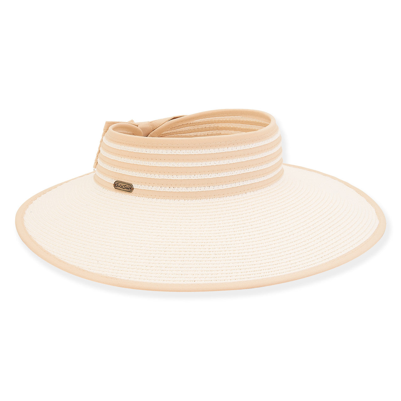 Striped Band Wrap Around Visor Hat - Sun 'N' Sand Hats Visor Cap Sun N Sand Hats HH2769C Ivory  