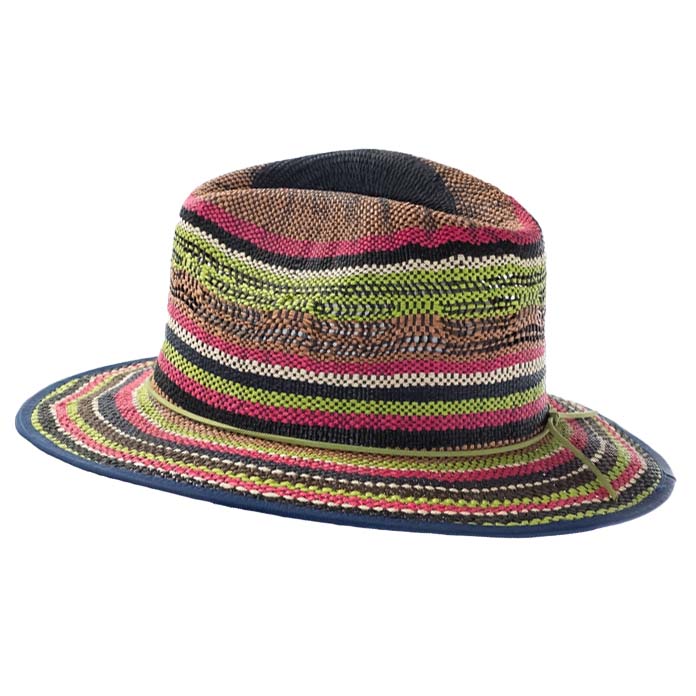 Striped Vibrant Colors Woven Bangkok Straw Hat - Boardwalk Style Safari Hat Boardwalk Style Hats