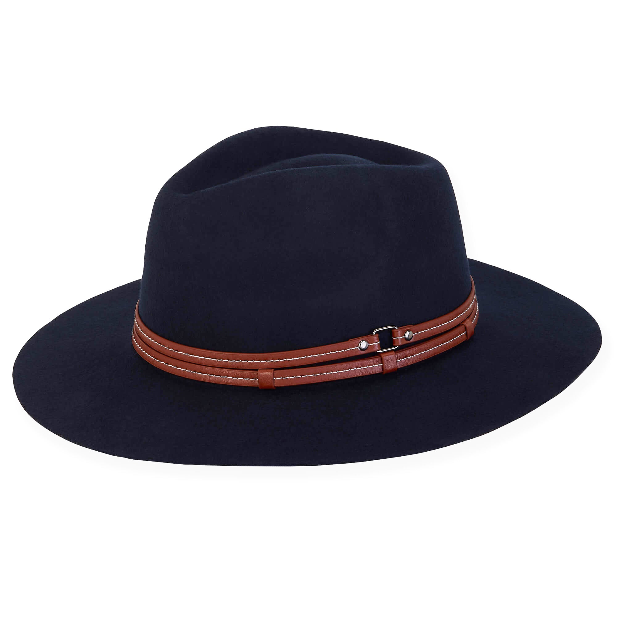 Structured Navy Wool Felt Safari Hat - Adora® Wool Hats