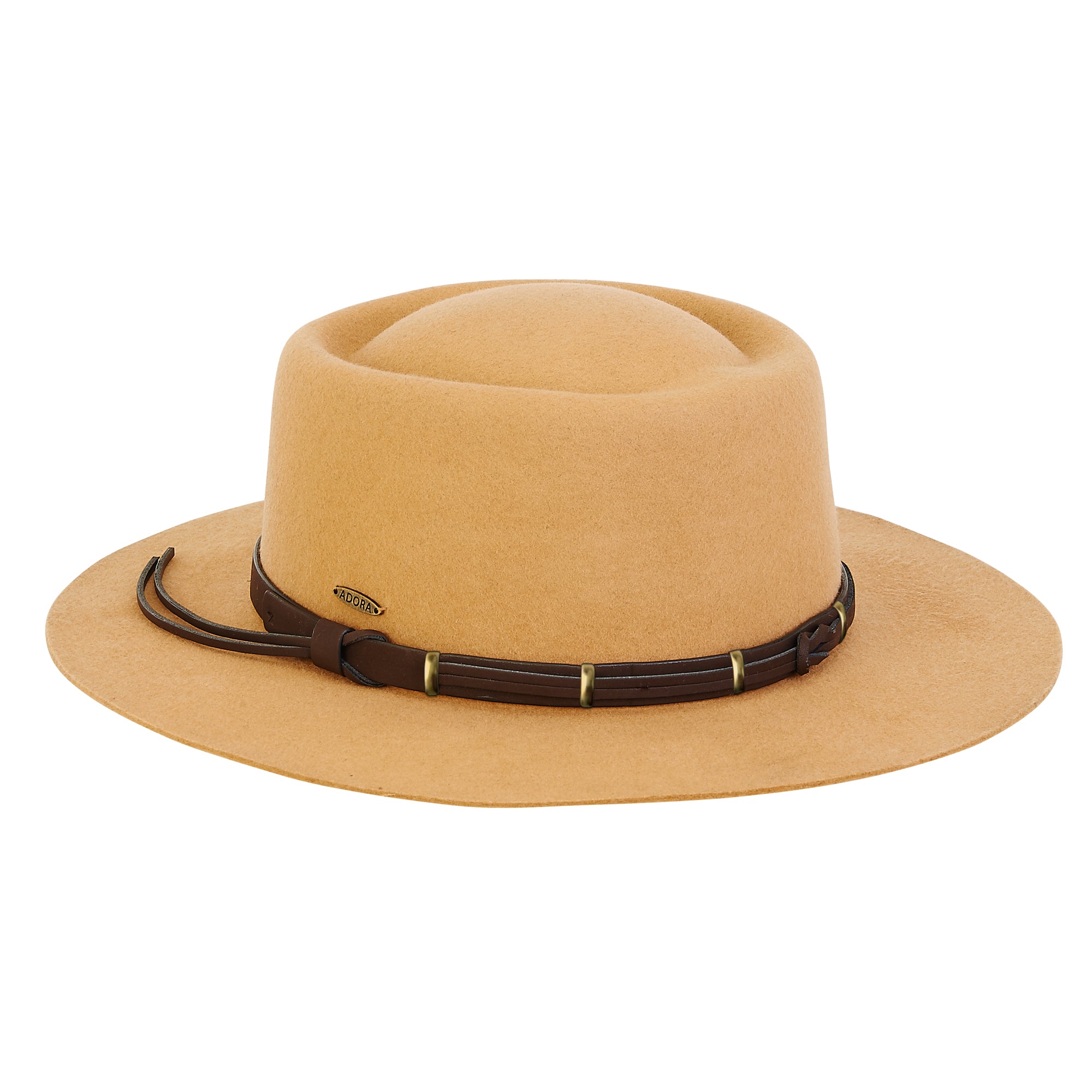 Structured Wool Felt Boater Hat with Leatherette Band - Adora® Hats