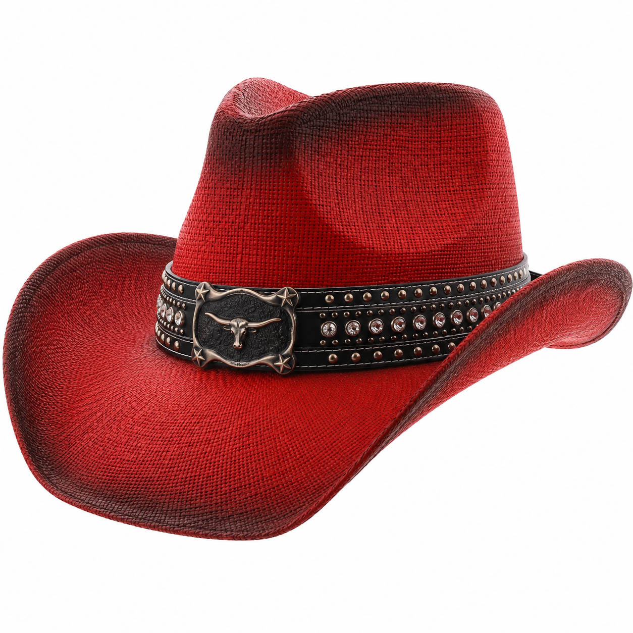 Studded Longhorn Western Straw Hat - Milani Cowboy Hats
