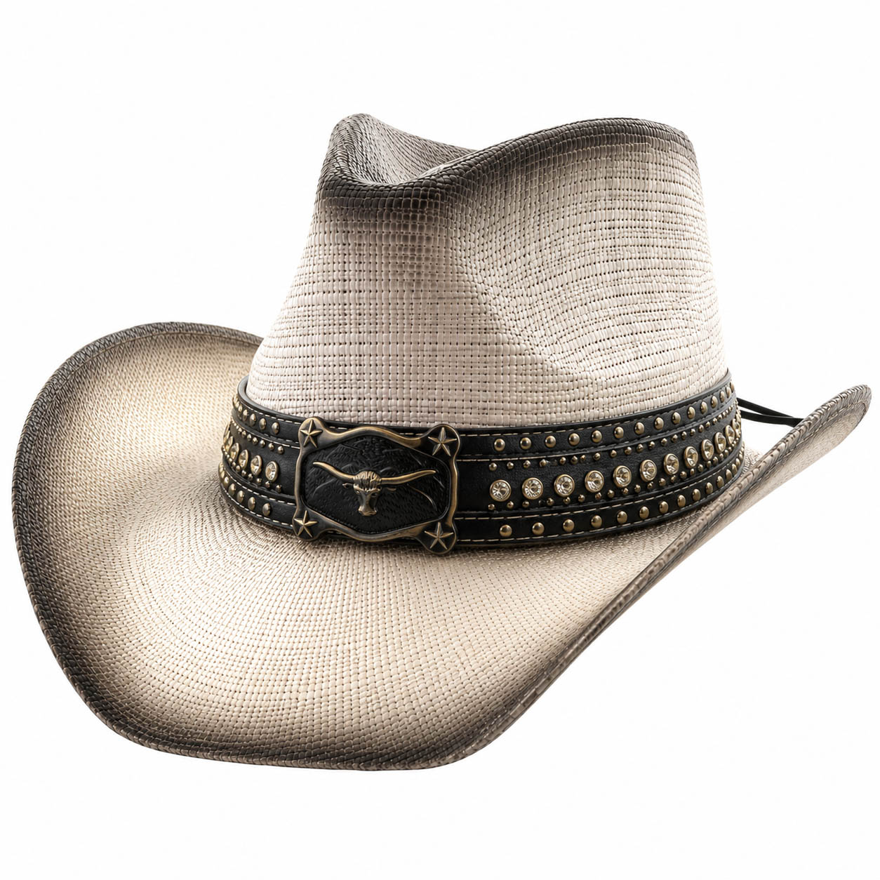 Studded Longhorn Western Straw Hat - Milani Cowboy Hats