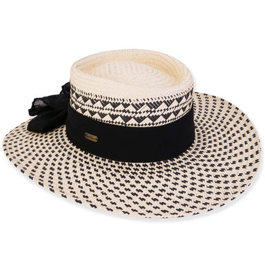 Stunning Wide Brim Ivory and Black Gaucho Hat - Sun 'N' Sand Hats Bolero Hat Sun N Sand Hats HH3158A Ivory Medium (57 cm) 
