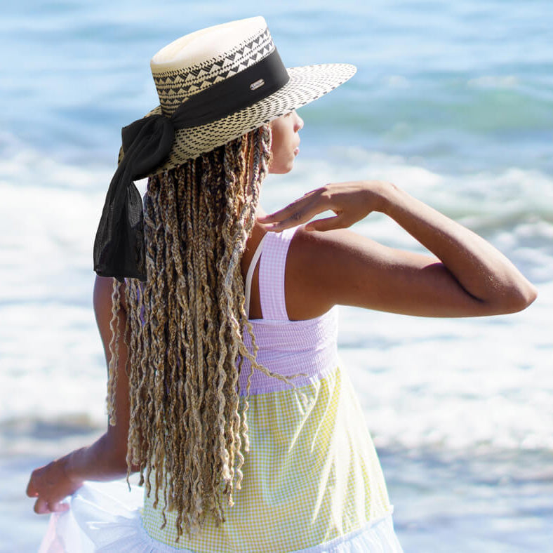 Stunning Wide Brim Ivory and Black Gaucho Hat - Sun  display picture 3