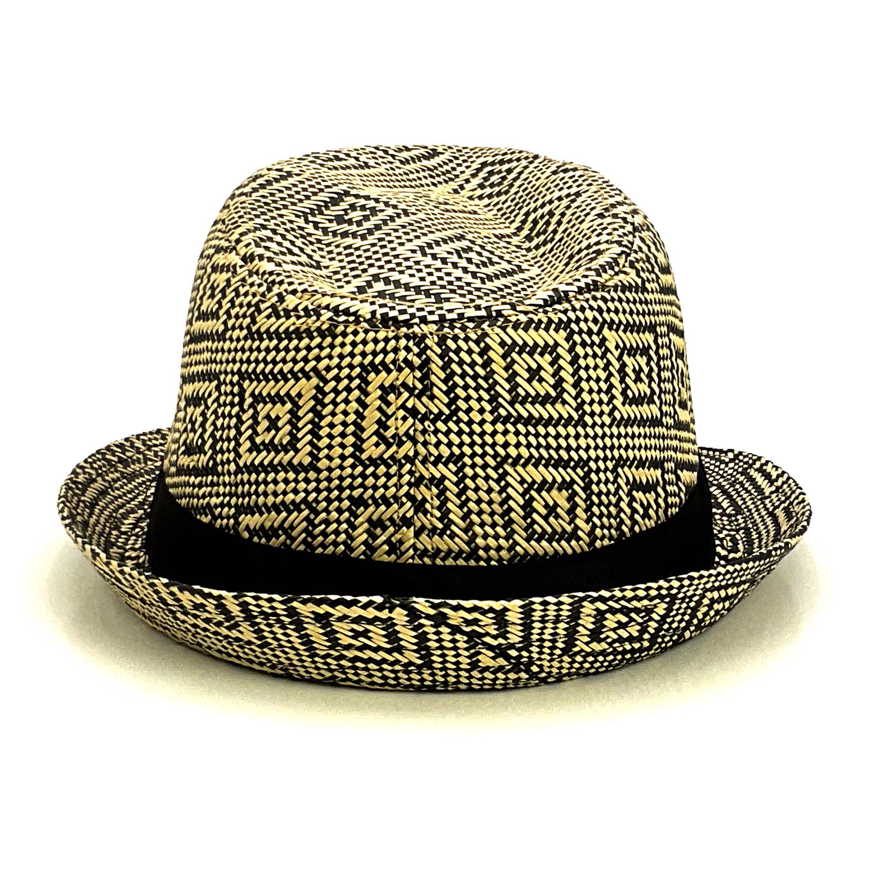 Summer Trilby Hat with Geometric Pattern Fedora Hat JEL    