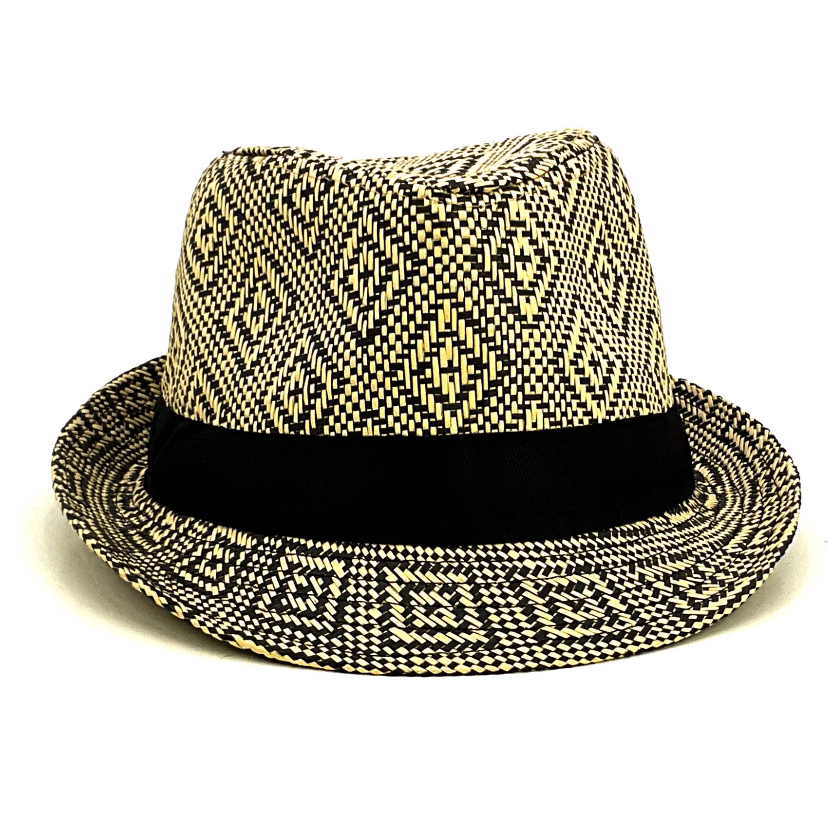 Summer Trilby Hat with Geometric Pattern Fedora Hat JEL
