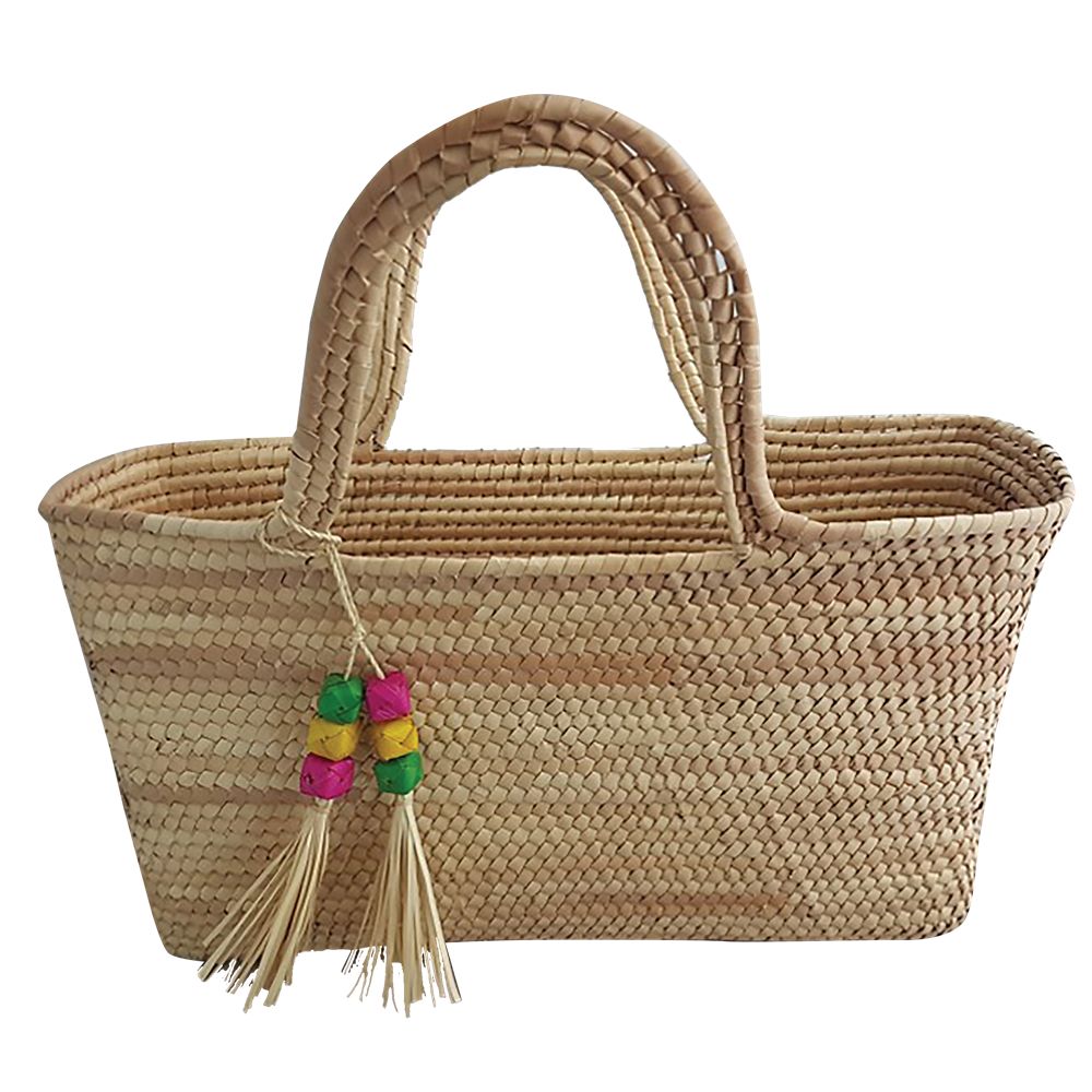 Tagetes Handwoven Palm Straw Tote - Scala Bags Bags Cappelli Straworld Natural