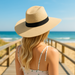 Textured Bangkok Toyo Wide Brim Panama Hat - Boardwalk Style Safari Hat Boardwalk Style Hats