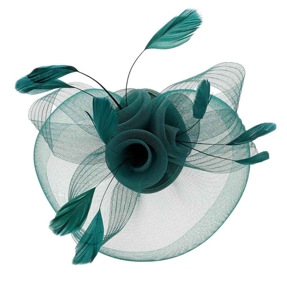 Triple Lily Veil Fascinator - Something Special Fascinator Something Special LA HTH2592-DGN Dark Green  