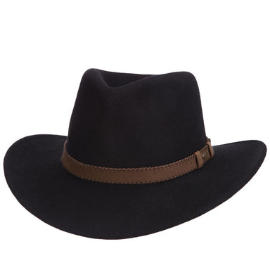 Tucson Crushable Water Repellent Wool Felt Outback Hat - Scala Hat Safari Hat Scala Hats DF185-BLK3 Black Large (59 cm)