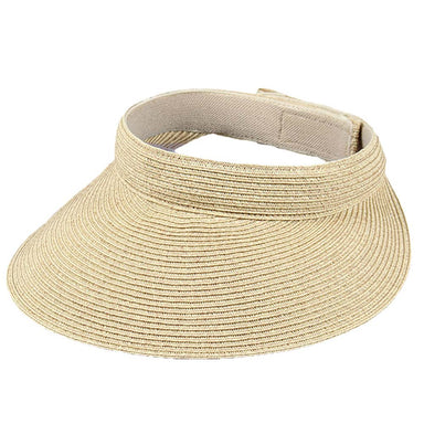 Tweed Straw Wide Brim Sun Visor - Jeanne Simmons Accessories Visor Cap Jeanne Simmons Accessories js6012wt Wheat Tweed