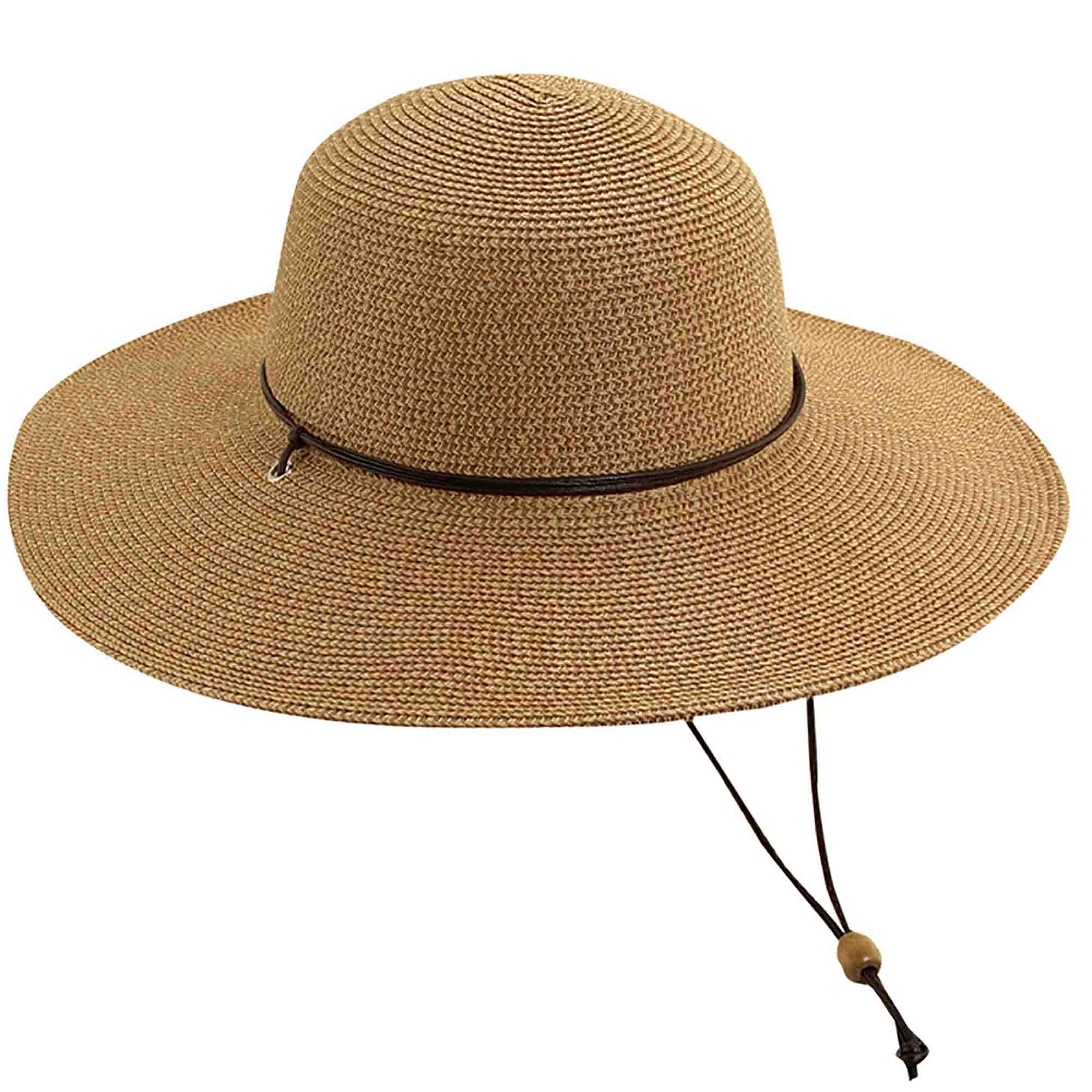 Tweed Summer Floppy Hat with Chin Strap - Scala Hats Brown