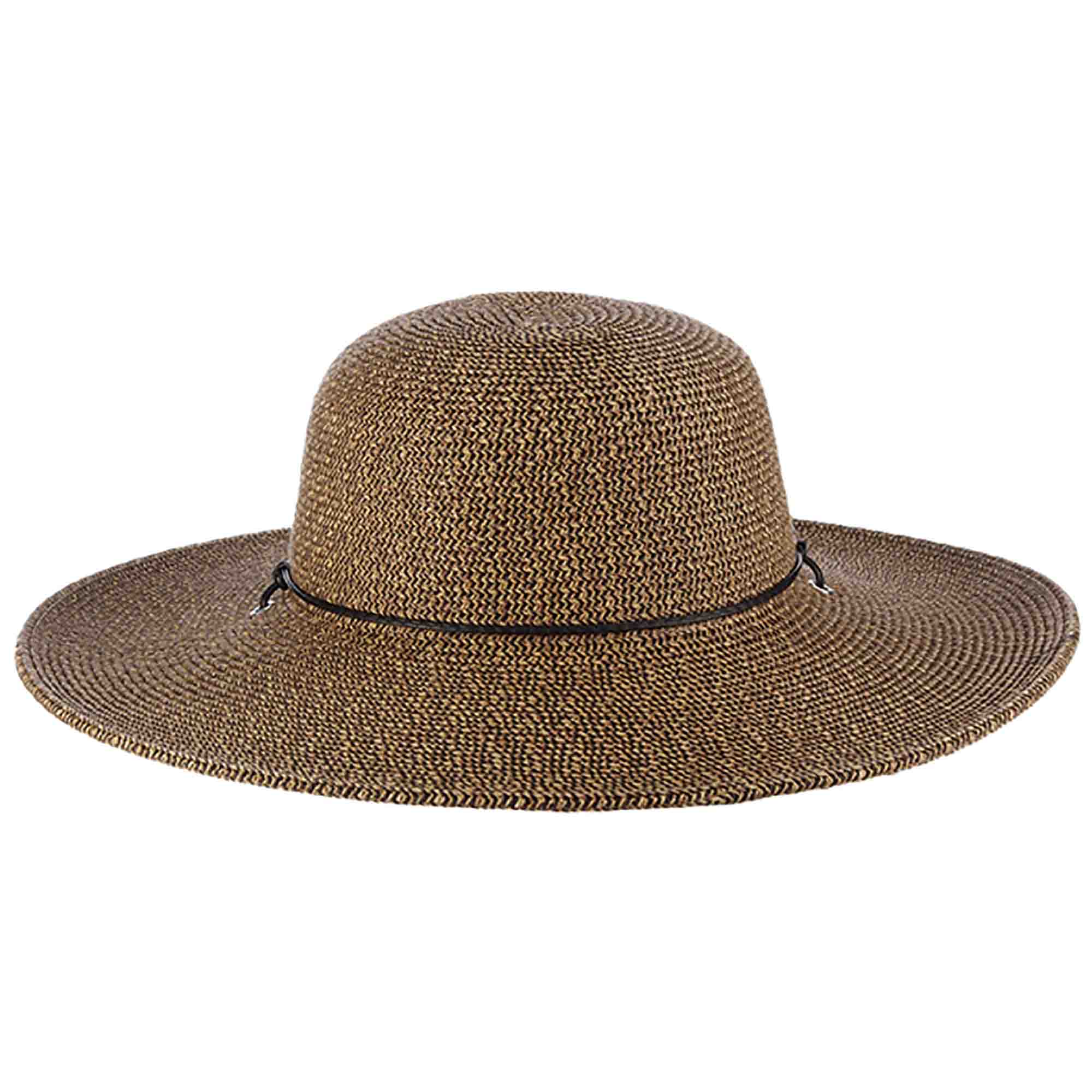 Tweed Summer Floppy Hat with Chin Strap - Scala Hats Wide Brim Sun Hat Scala Hats LP46cf Coffee  