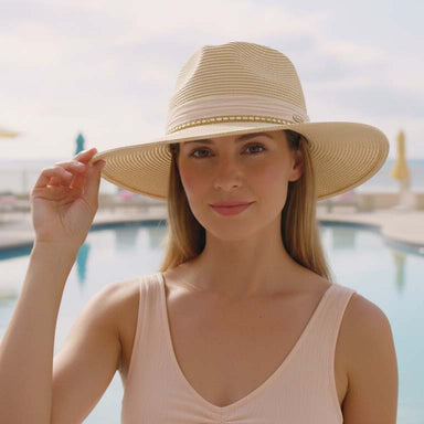 Tweed Safari Hat with Chiffon Band and Bling Accent - Sun'N'Sand Hats Safari Hat Sun N Sand Hats