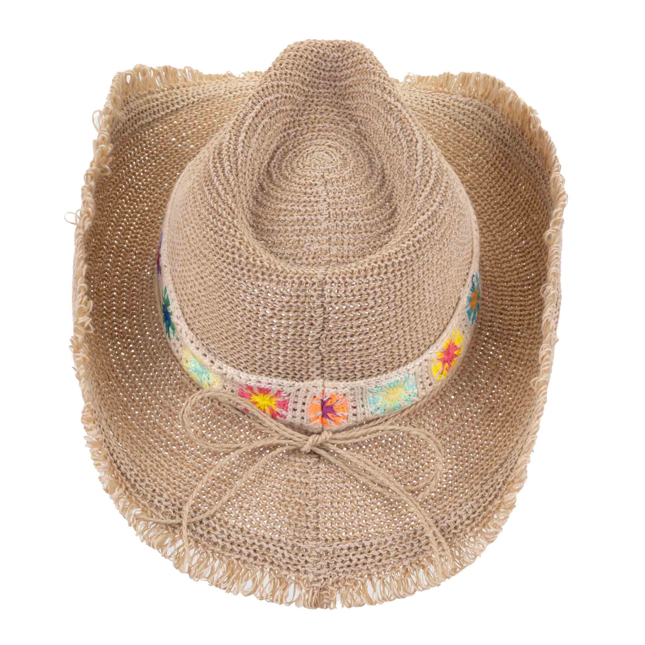 Twisted Link Knit Cowgirl Hat with Embroidered Band - Sun  display picture 1