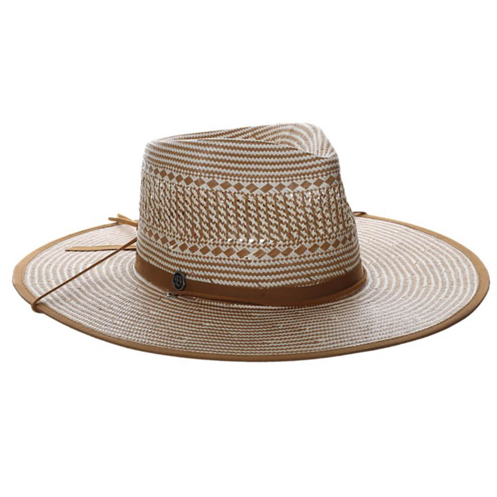 Two Ghost Two-Tone Handwoven Straw Rancher Hat - Biltmore USA Safari Hat Biltmore Hats BVC103 Tan OS