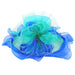 Two Tone Ruffle Edge Flower and Beads Center Derby Hat - Something Special Hats Dress Hat Something Special LA HTO2597BG Blue/Green  