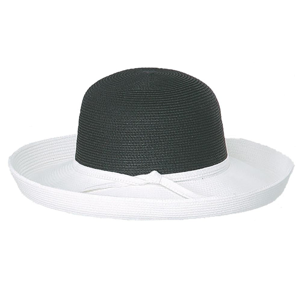 Two Tone Up-Brim Sun Hat - Jeanne Simmons Hats Kettle Brim Hat Jeanne Simmons JS8210 Black / White