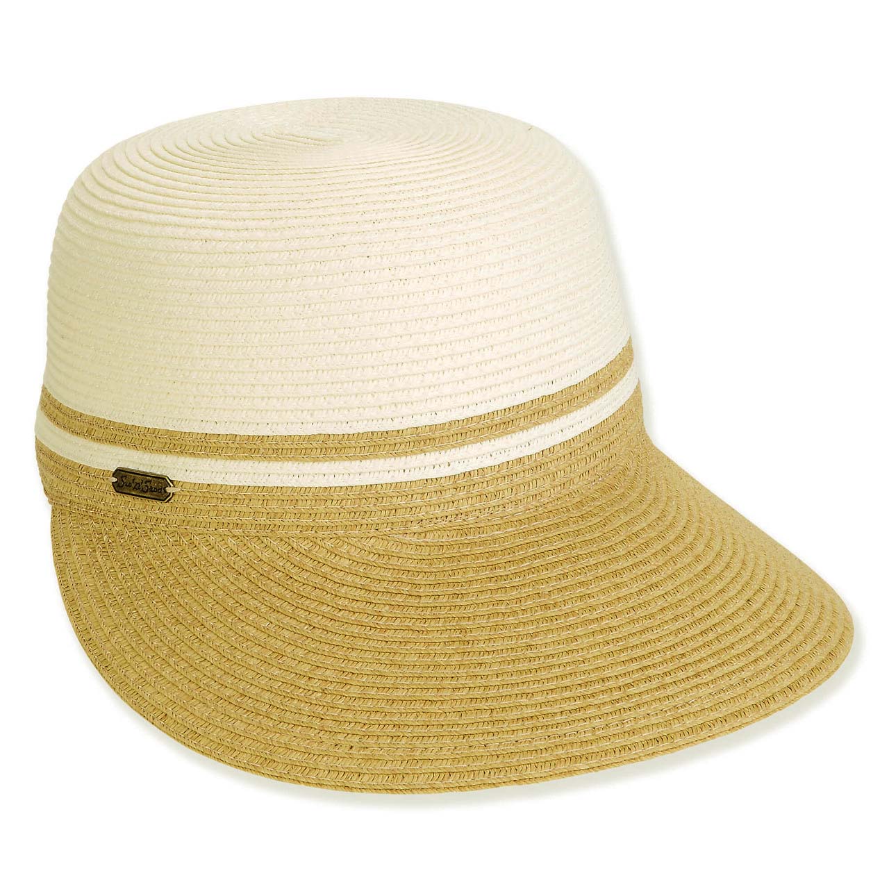 2-Two Tone Straw Beach Hat Set Hernen Two-Tone Panama Straw Fedora Hat – Village Hat Shop main image 4
