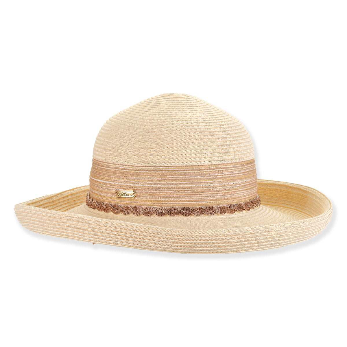Up Brim Sun Hat with Gold Rhinestone Band - Sun 'N' Sand Hats ...
