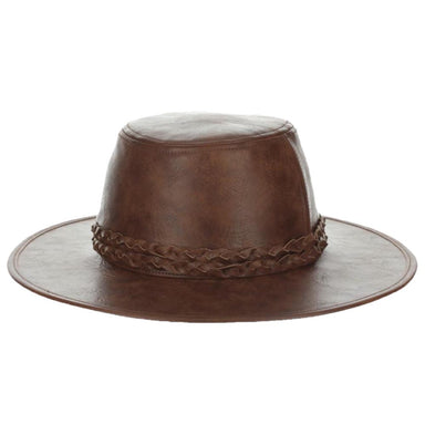 Vegan Leather Flat Brim Boater - Scala Hats Bolero Hat Scala Hats LW752-BRN Brown Medium (57 cm) 
