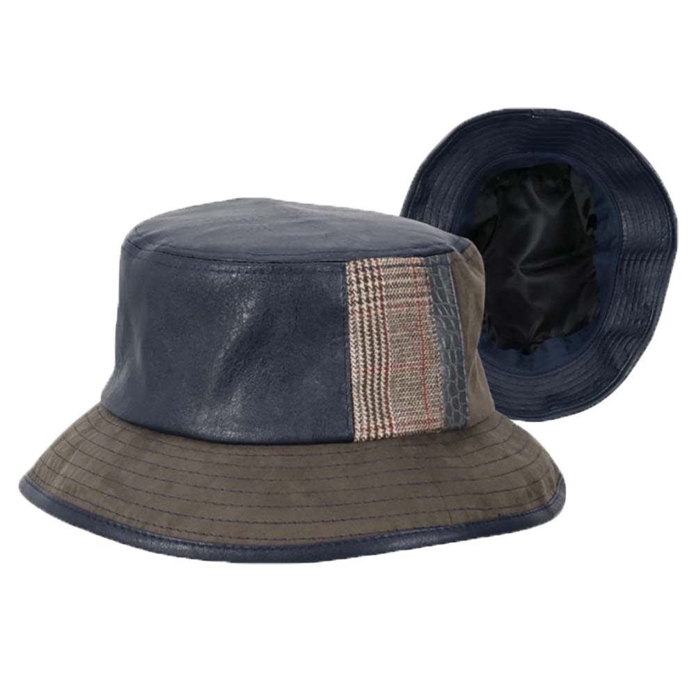 Vegan Leather Patchwork Bucket Hat - Dorfman Pacific