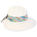 Victoria Sun Hat with Multicolor Striped Scarf - Caribbean Joe Facesaver Hat Caribbean Joe HCJ398 Ivory Medium (57 cm) 