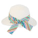 Victoria Sun Hat with Multicolor Striped Scarf - Caribbean Joe Facesaver Hat Caribbean Joe    