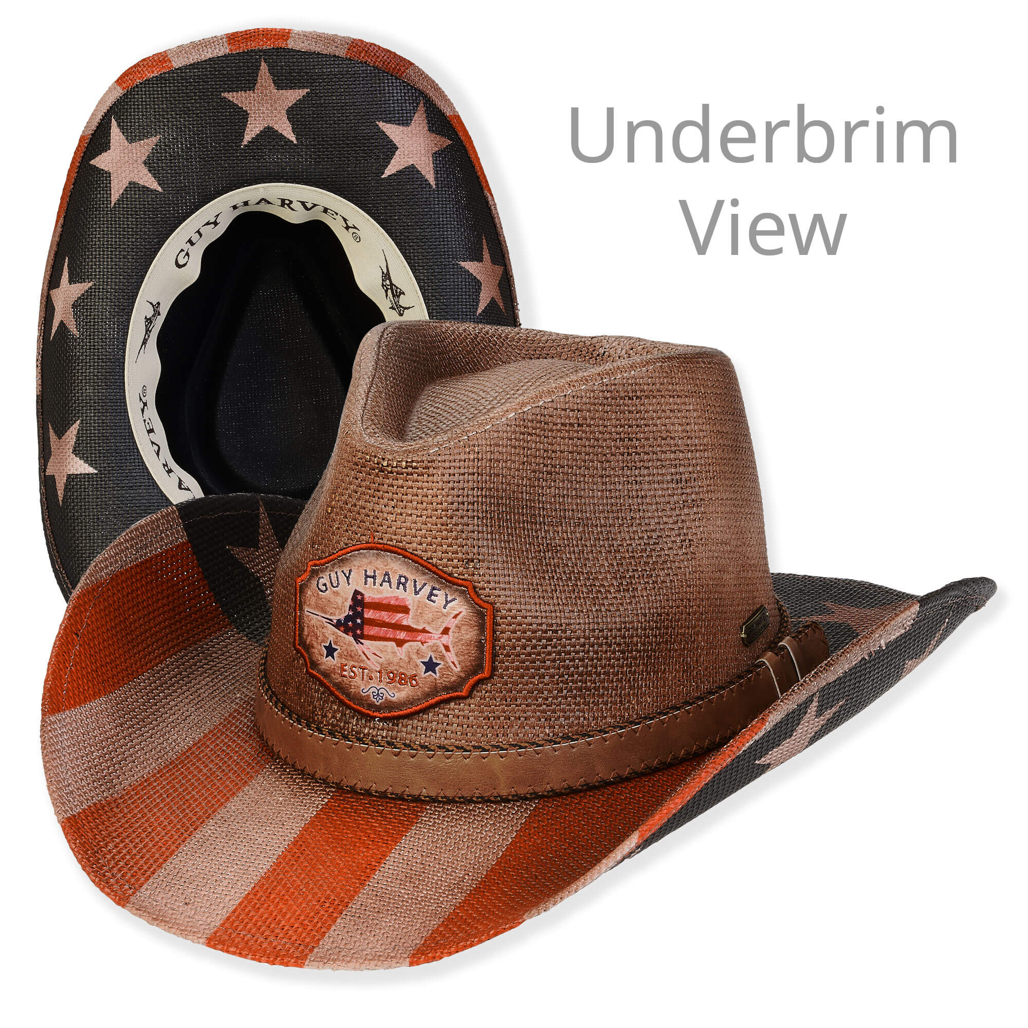Vintage USA Flag Cowboy Hat - Guy Harvey Hats Cowboy Hat Guy Harvey