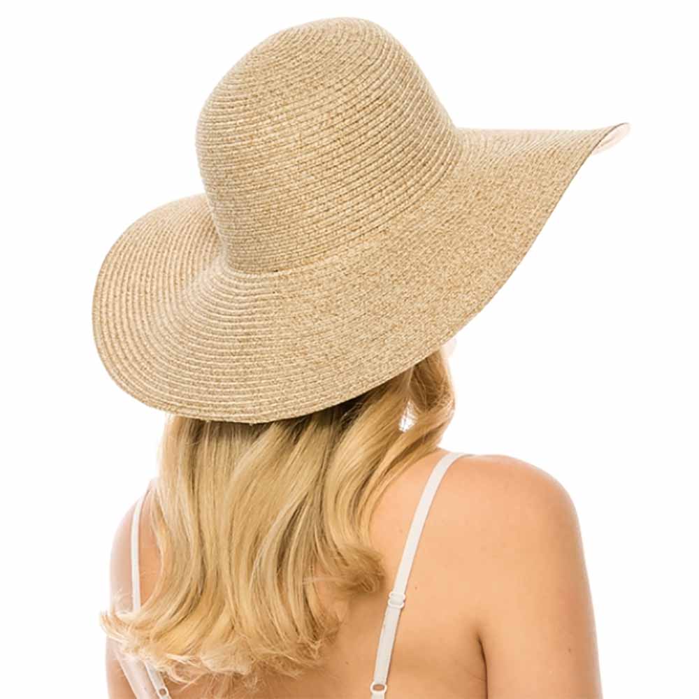 Petite Hats for Small Heads - Chiffon Bow Straw Wide Brim Beach Hat