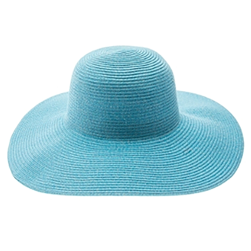 Washable Straw Wide Brim Beach Hat for Travel Boardwalk Style Turquoise Os 57 cm