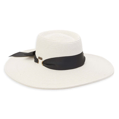 White Gaucho Straw Hat with Black Band - Sun'N'Sand Hats Bolero Hat Sun N Sand Hats HH2525B White OS (57 cm) 