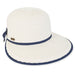 Wide Bill Brim Cap with Ribbon Bow - Sun 'N' Sand Hats Facesaver Hat Sun N Sand Hats HH2990A White / Navy OS (57.5 cm)