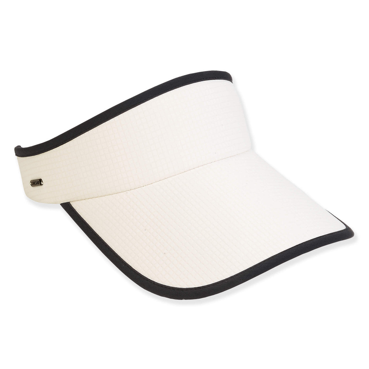 Wide Bill Cushioned Band Elastic Strap Closure Sun Visor - Sun 'N' Sand Hats Visor Cap Sun N Sand Hats HH3312B Ivory/Black OS