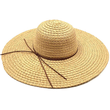 Wide Brim Braided Floppy Beach Hat for Large Heads - Fadivo Hats Toast / Large (58.5 cm)