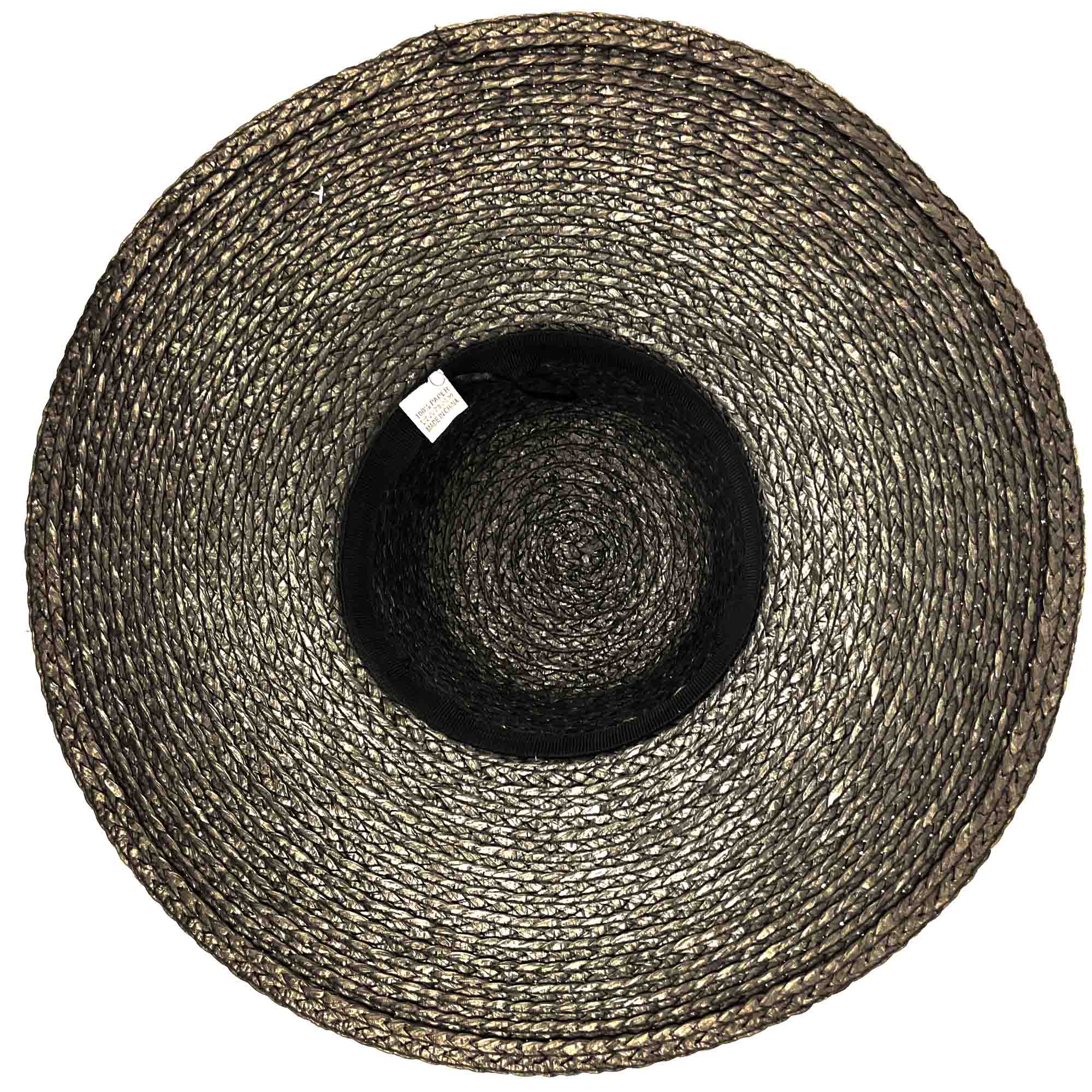 MudPie Wide Brim Sun Hat Boho Floppy Black Braided Band Tassels Beach Cruise Women Wide Brim Sun Straw Hat Foldable Beach Floppy Hat with  main image 2