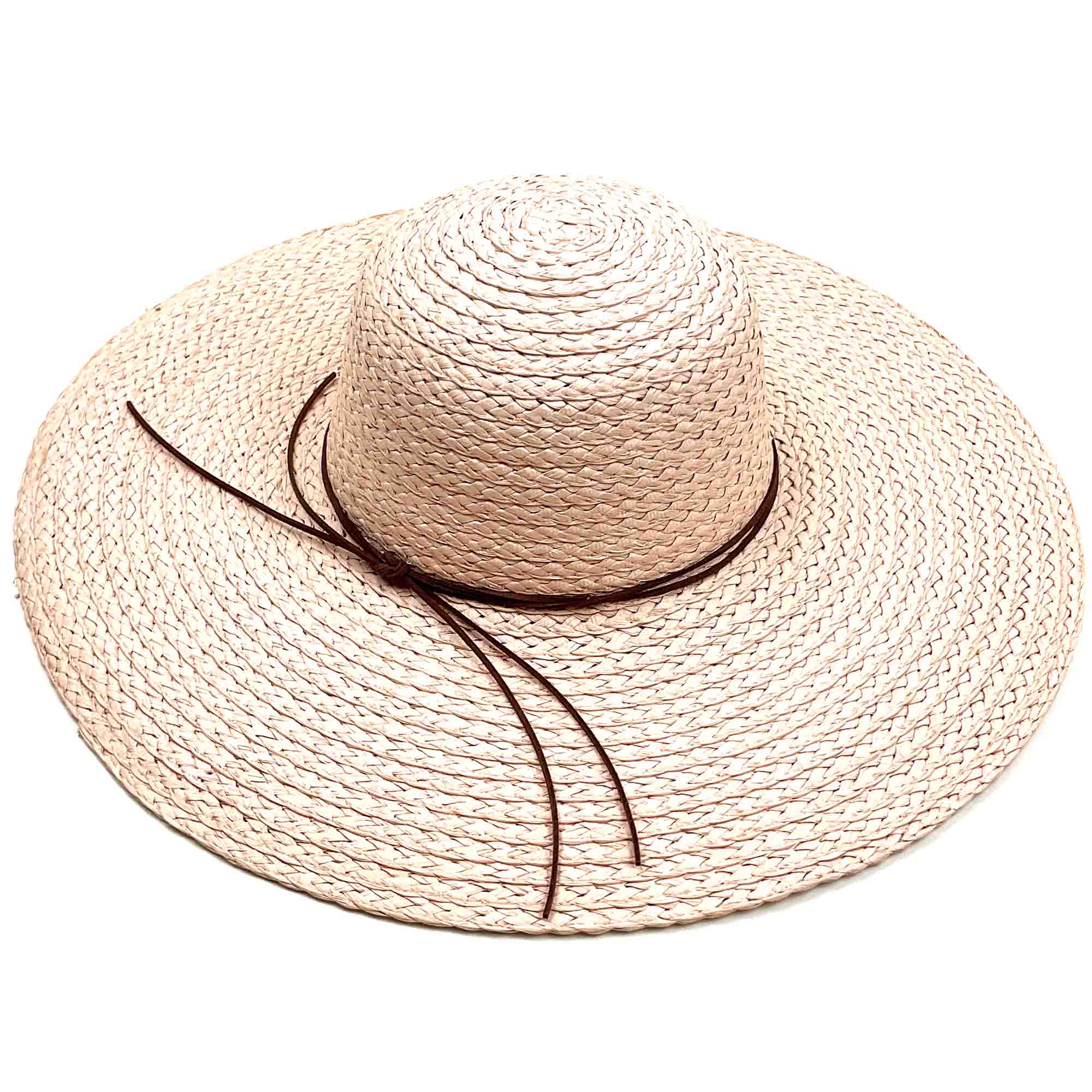 Wide Brim Braided Floppy Beach Hat for Large Heads - Fadivo Hats Pink / Large (58.5 cm)