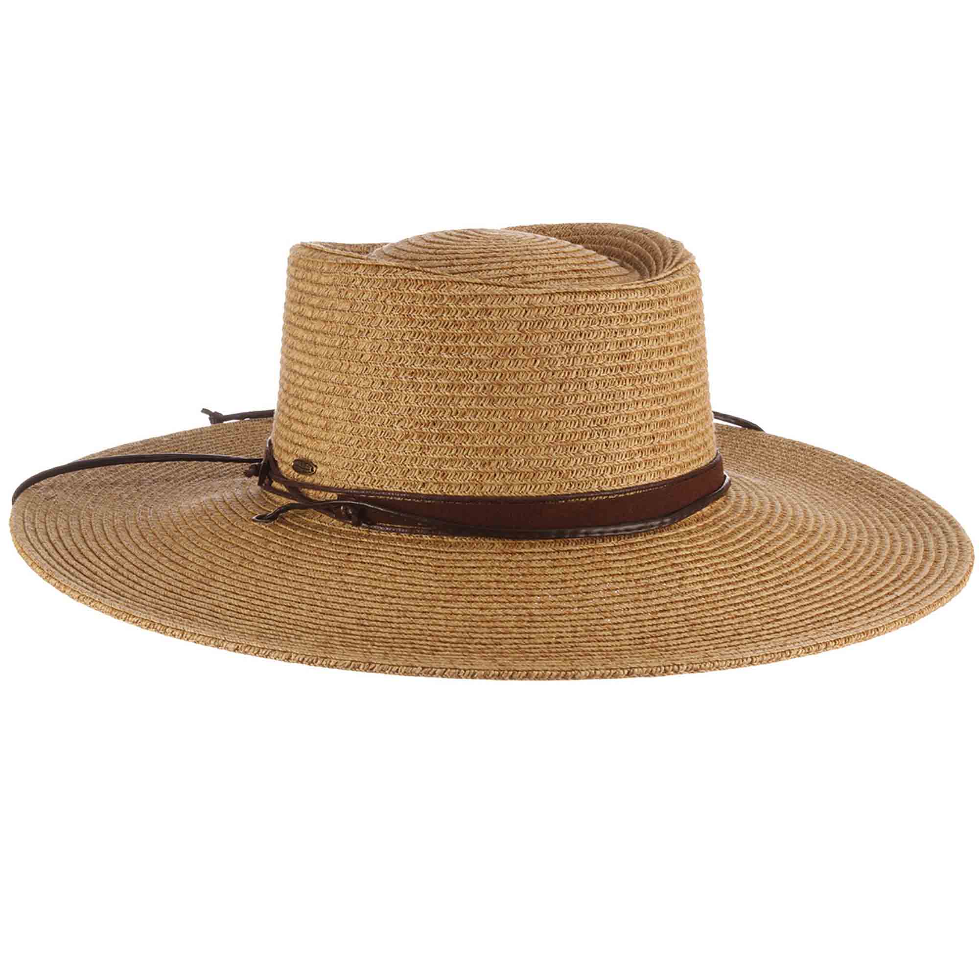 Wide Brim Gaucho Hat with Chin Cord - Scala Hats Bolero Hat Scala Hats LP280-TOAST Toast  