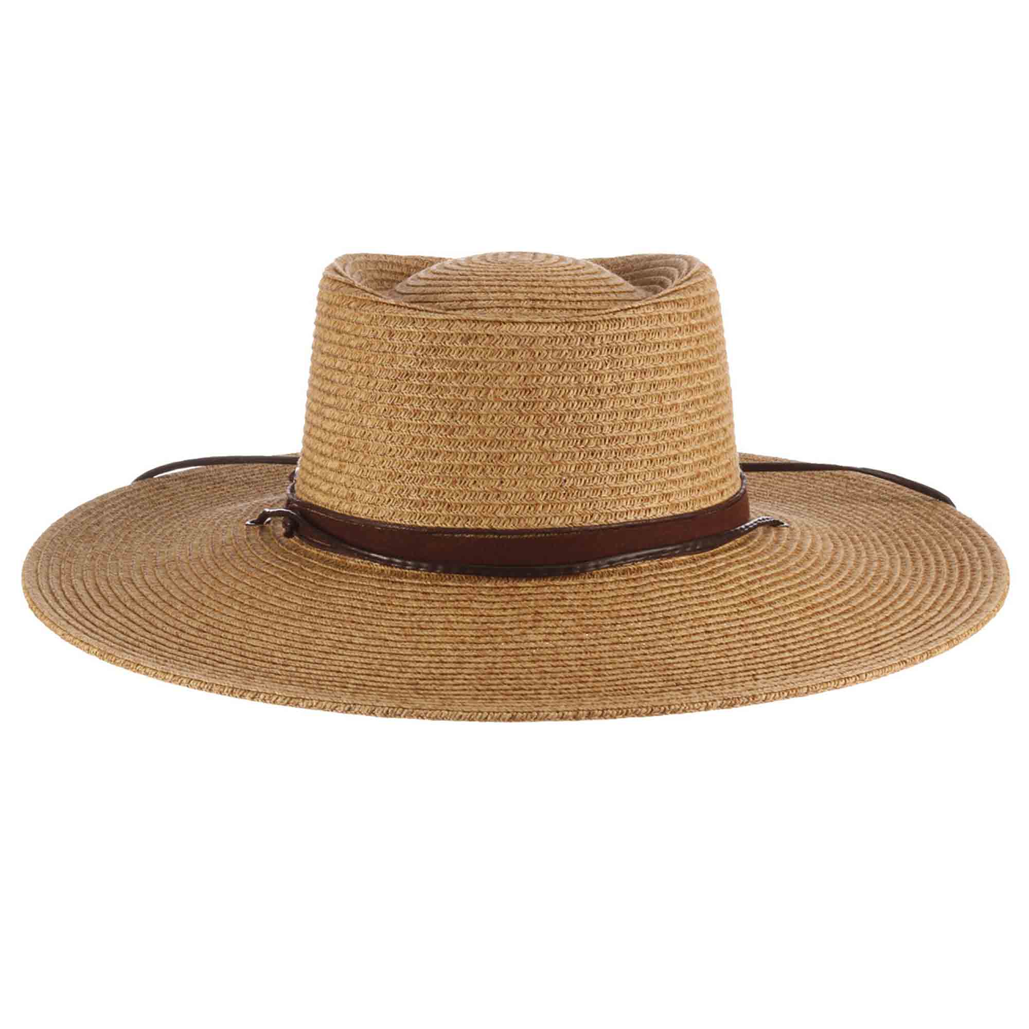 Wide Brim Gaucho Hat with Chin Cord - Scala Hats Natural
