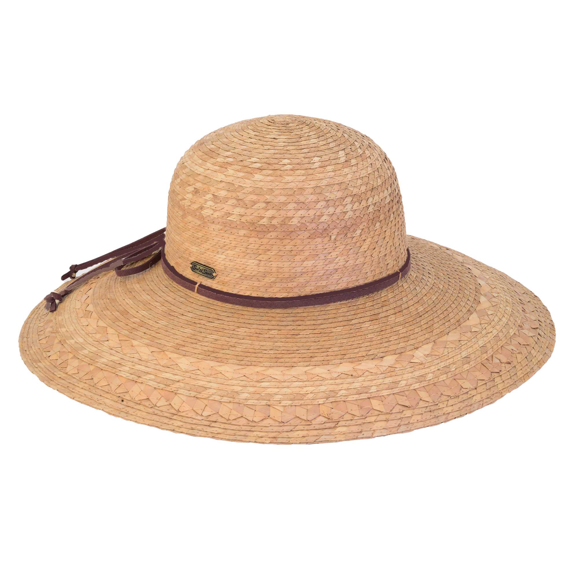 Wide Brim Natural Palm Leaf Sun Hat for Large Heads - Sun 'N' Sand Hats Wide Brim Sun Hat Sun N Sand Hats HH3176 Natural Large (59 cm)