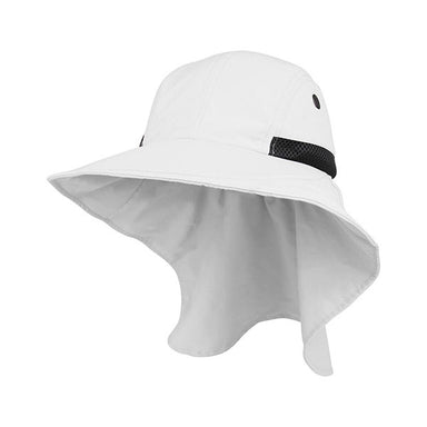 Wide Brim Nylon Flat Cap - Juniper UV Protection Wear Cap MegaCI J7213B-WHT White